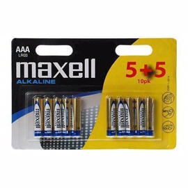 Maxell LR03 / AAA 5+5 alkaline batterier (10 stk)